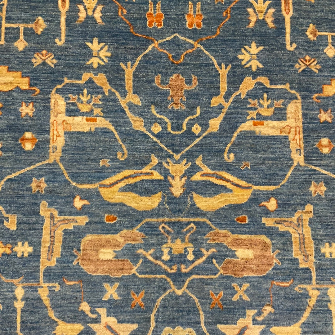 Kaoud Rugs HAND KNOTTED LIGHT BLUE WOOL ANT. OUSHAK