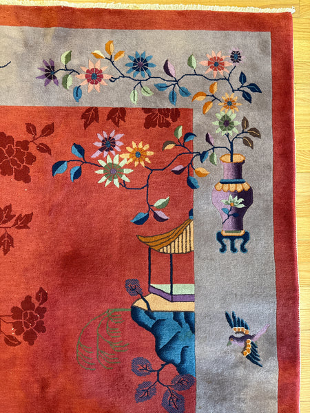 Kaoud Rugs 8.10X11.8 Rectangle RED CHINESE Area Rug