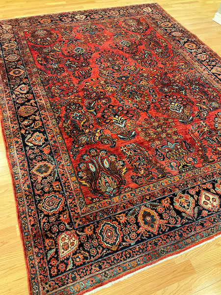 Kaoud Rugs 8.8x11.10 Rectangle Red Persian Sarouk Area Rug