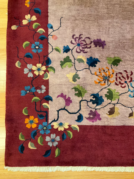 Kaoud Rugs 8.11x11.4 Rectangle Lavender Pictorial Area Rug