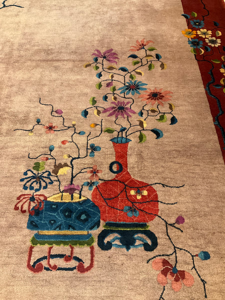 Kaoud Rugs 8.11x11.4 Rectangle Lavender Pictorial Area Rug