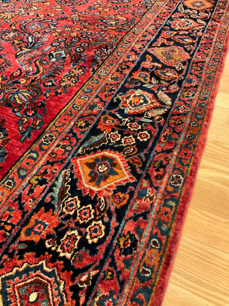 Kaoud Rugs 8.8x11.10 Rectangle Red Persian Sarouk Area Rug