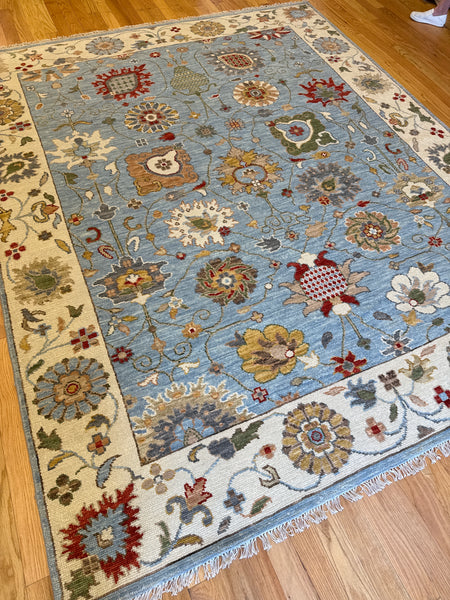 Kaoud Rugs 8.2X10.1 Rectangle Light Blue OUSHAK Area Rug