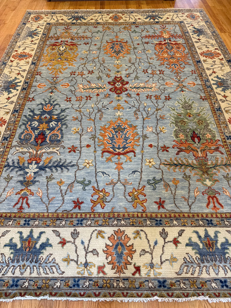 Kaoud Rugs 9X12.4 Rectangle Light Blue OUSHAK Area Rug