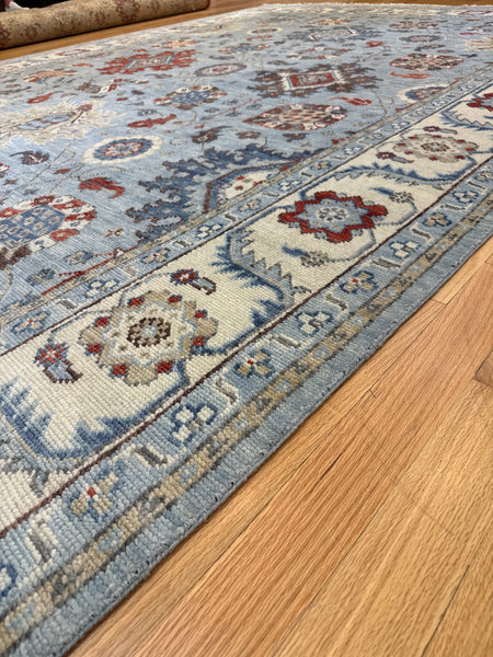 Kaoud Rugs 9.1X12.5 Rectangle Light Blue OUSHAK Area Rug