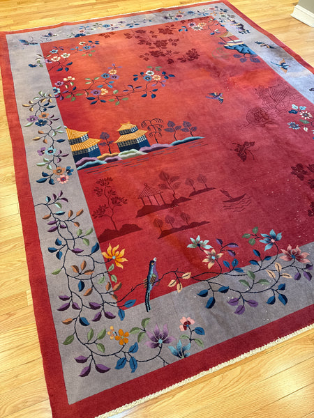 Kaoud Rugs 8.10X11.8 Rectangle RED CHINESE Area Rug