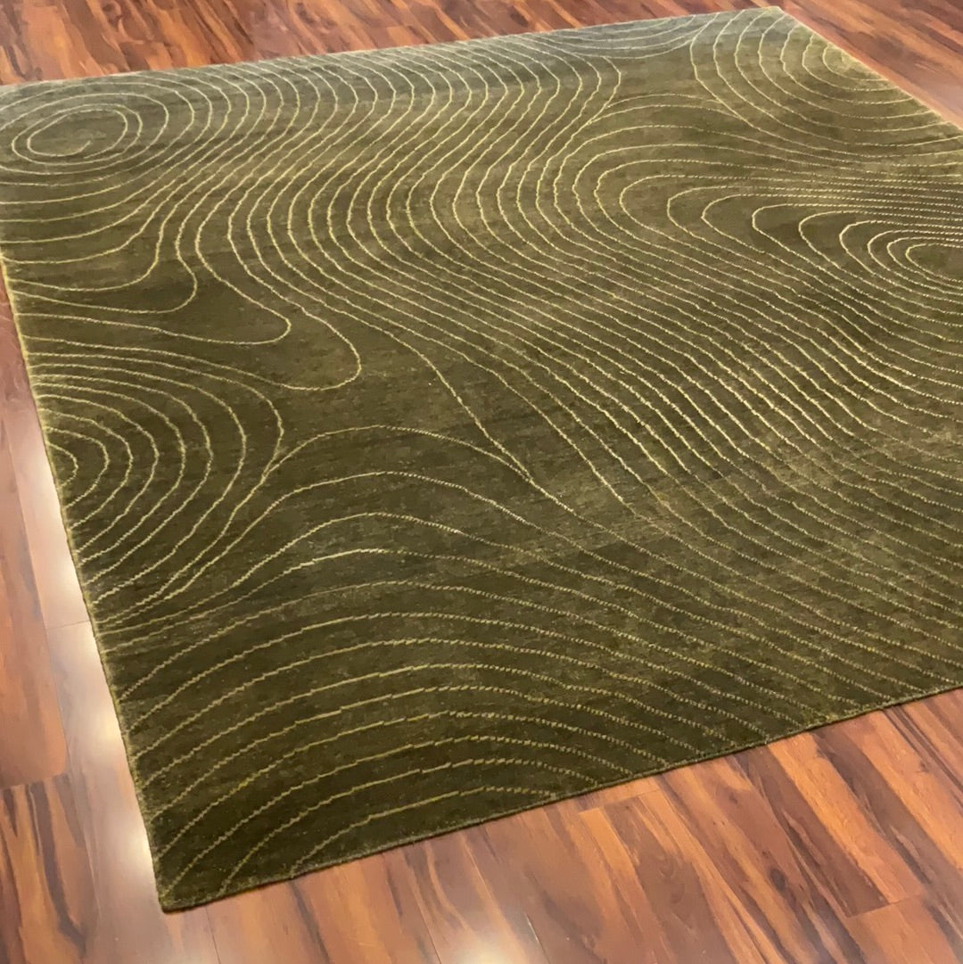 KAOUD RUGS 9.1x10 SQUARE DARK GREEN AREA RUG