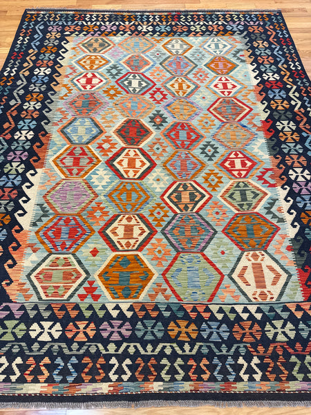 Kaoud Rugs 8.1X10.2 Rectangle LIGHT GREEN KILIM Area Rug