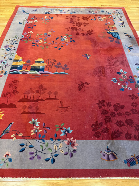 Kaoud Rugs 8.10X11.8 Rectangle RED CHINESE Area Rug