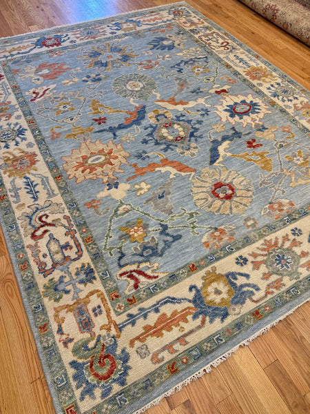 Kaoud Rugs 8.1X10.3 Rectangle Light Blue OUSHAK Area Rug