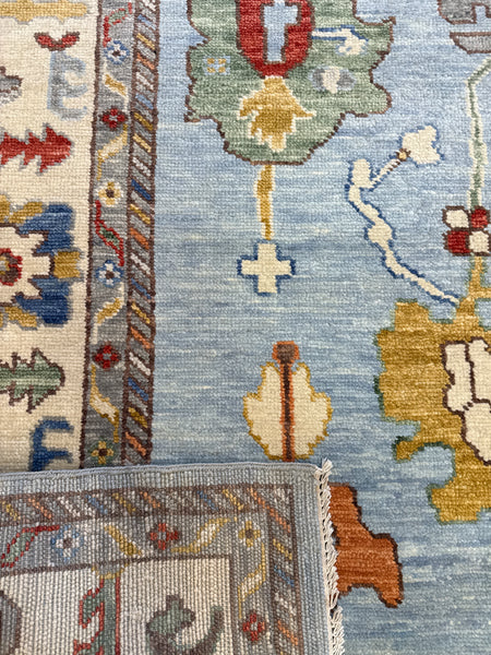 Kaoud Rugs 9X11.10 Rectangle Light Blue OUSHAK Area Rug