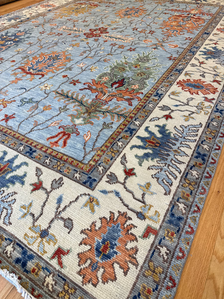 Kaoud Rugs 9X12.4 Rectangle Light Blue OUSHAK Area Rug