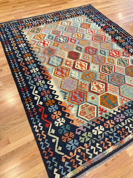 Kaoud Rugs 8.1X10.2 Rectangle LIGHT GREEN KILIM Area Rug