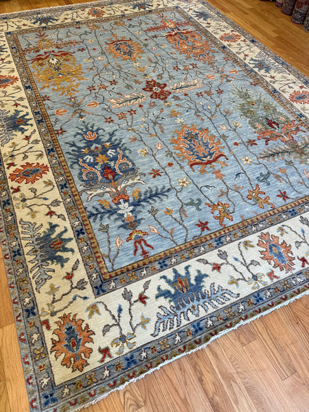 Kaoud Rugs 9X12.4 Rectangle Light Blue OUSHAK Area Rug