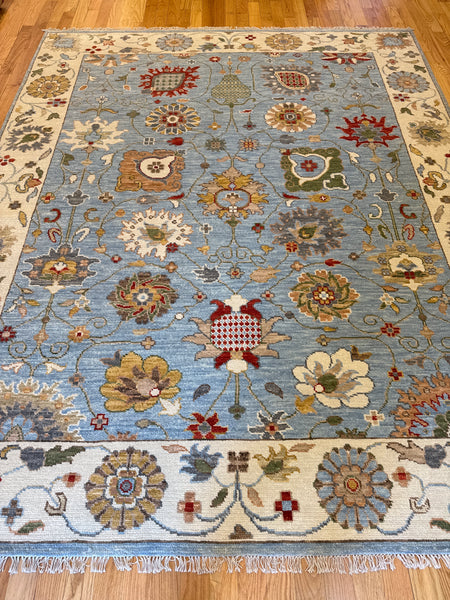 Kaoud Rugs 8.2X10.1 Rectangle Light Blue OUSHAK Area Rug