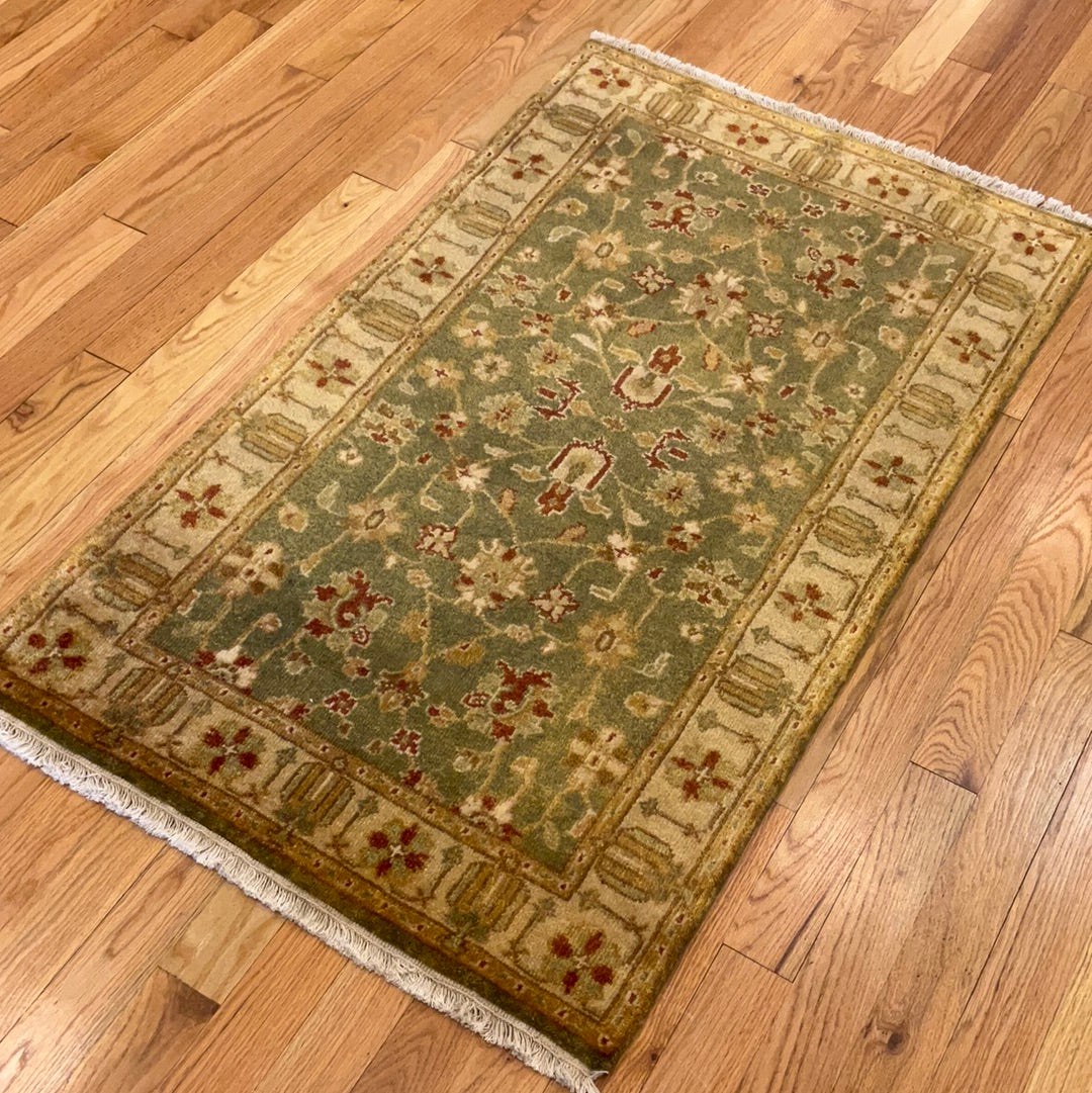 Ant Rug Kaoud Rugs Hand Knotted LIGHT GREEN WOOL ANT. MAHAL