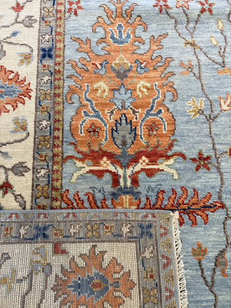 Kaoud Rugs 9X12.4 Rectangle Light Blue OUSHAK Area Rug