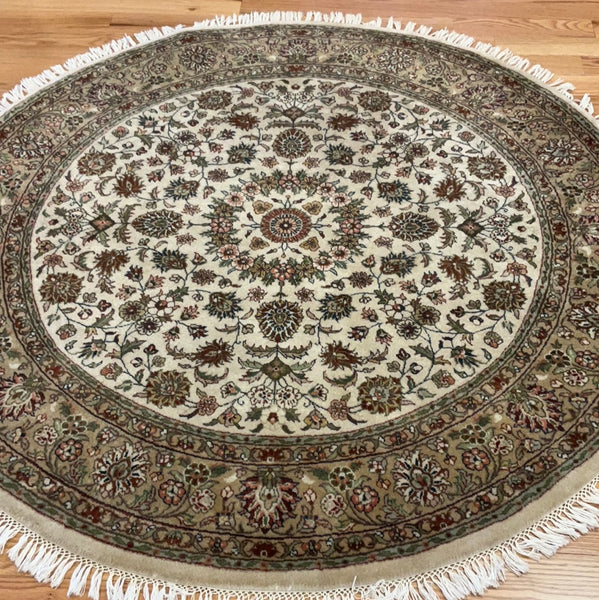 Kaoud Rugs 5.1X5 Round IVORY TABRIZ Area Rug