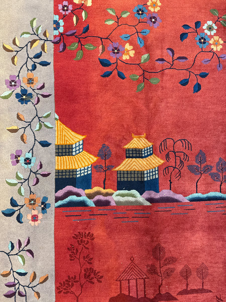 Kaoud Rugs 8.10X11.8 Rectangle RED CHINESE Area Rug