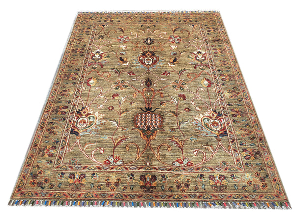 Kaoud Rugs 4X5.9 Rectangle Grey TABRIZ Area Rug