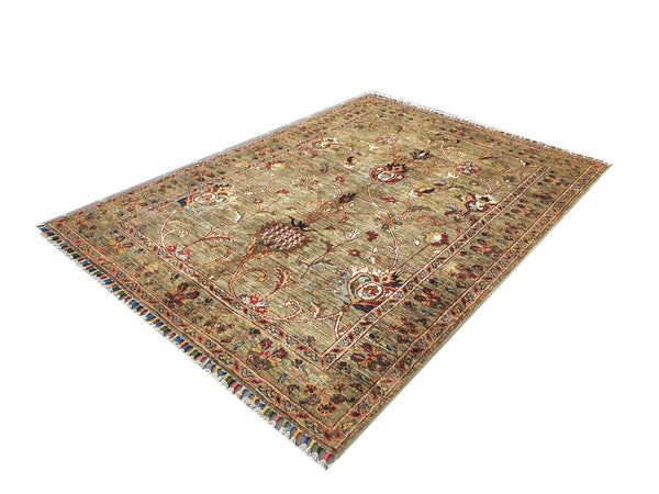 Kaoud Rugs 4X5.9 Rectangle Grey TABRIZ Area Rug