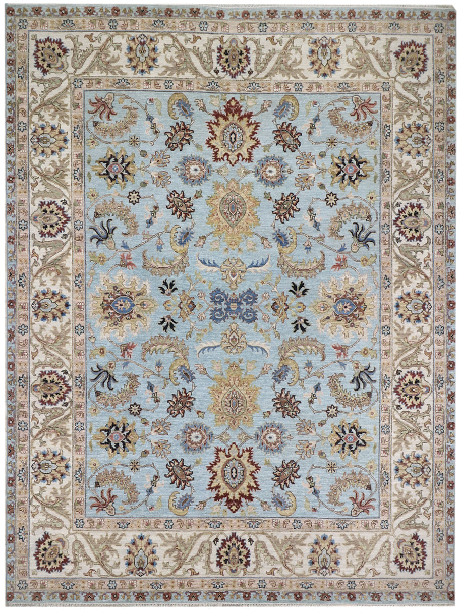 Kaoud Rugs Light Blue Floral 8'0" x 10'4" Rectangle  Area Rug