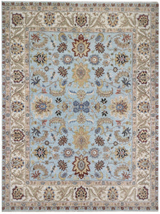 Kaoud Rugs Light Blue Floral 8'0" x 10'4" Rectangle  Area Rug