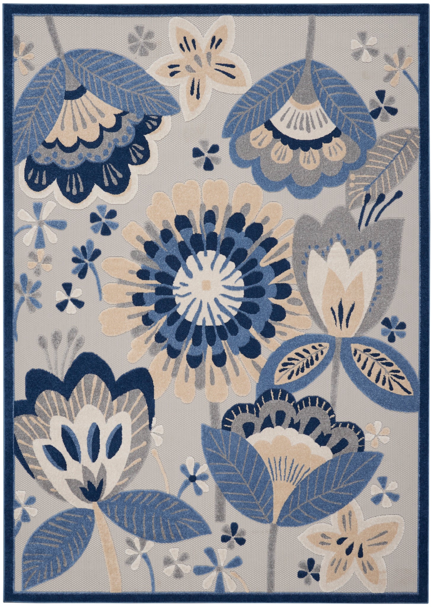 Nourison Aloha ALH25 Blue/Grey Area Rug  Blue