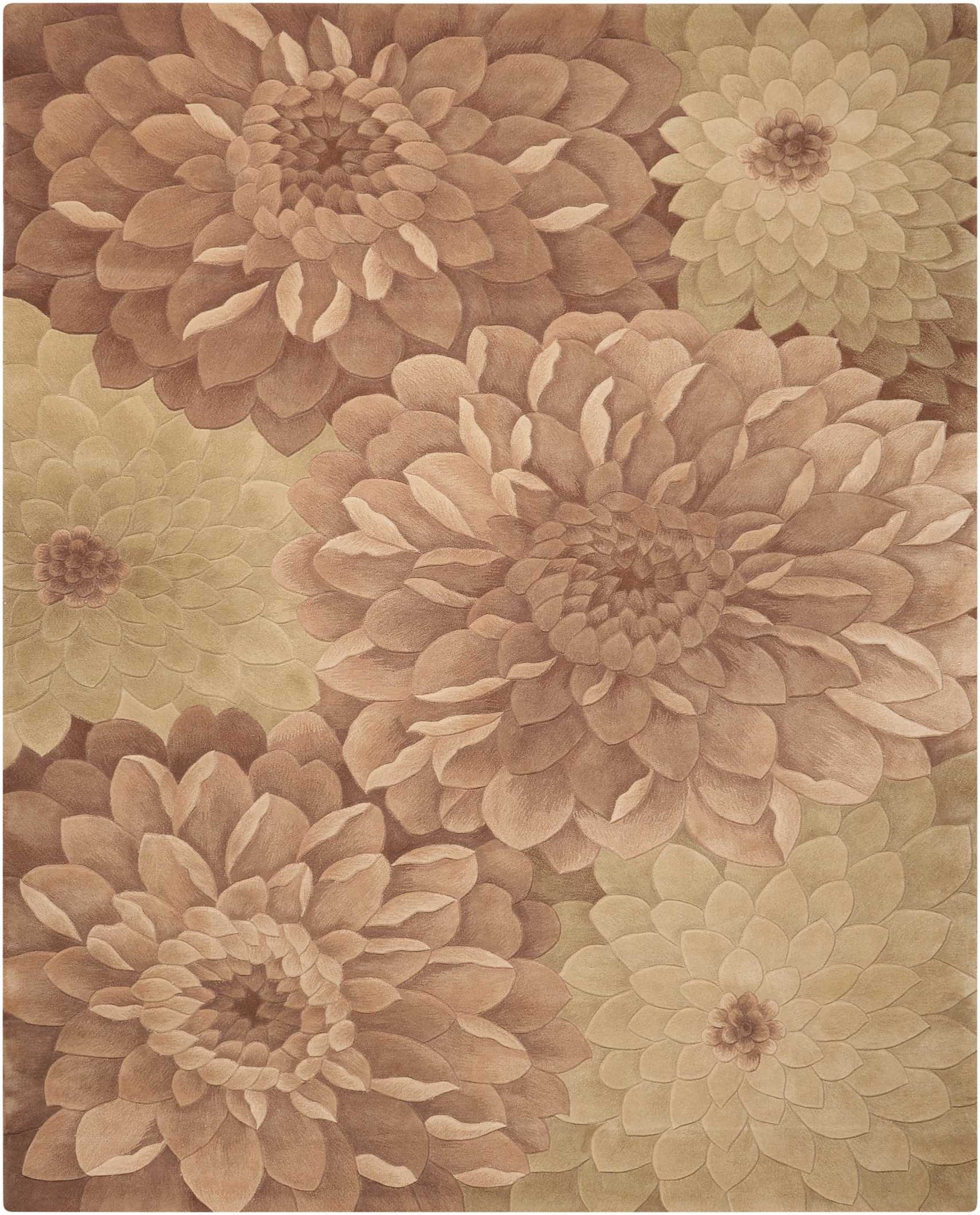 Nourison Tropics TS11 Taupe/Green Area Rug  Tan