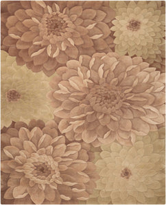 Nourison Tropics TS11 Taupe/Green Area Rug  Tan