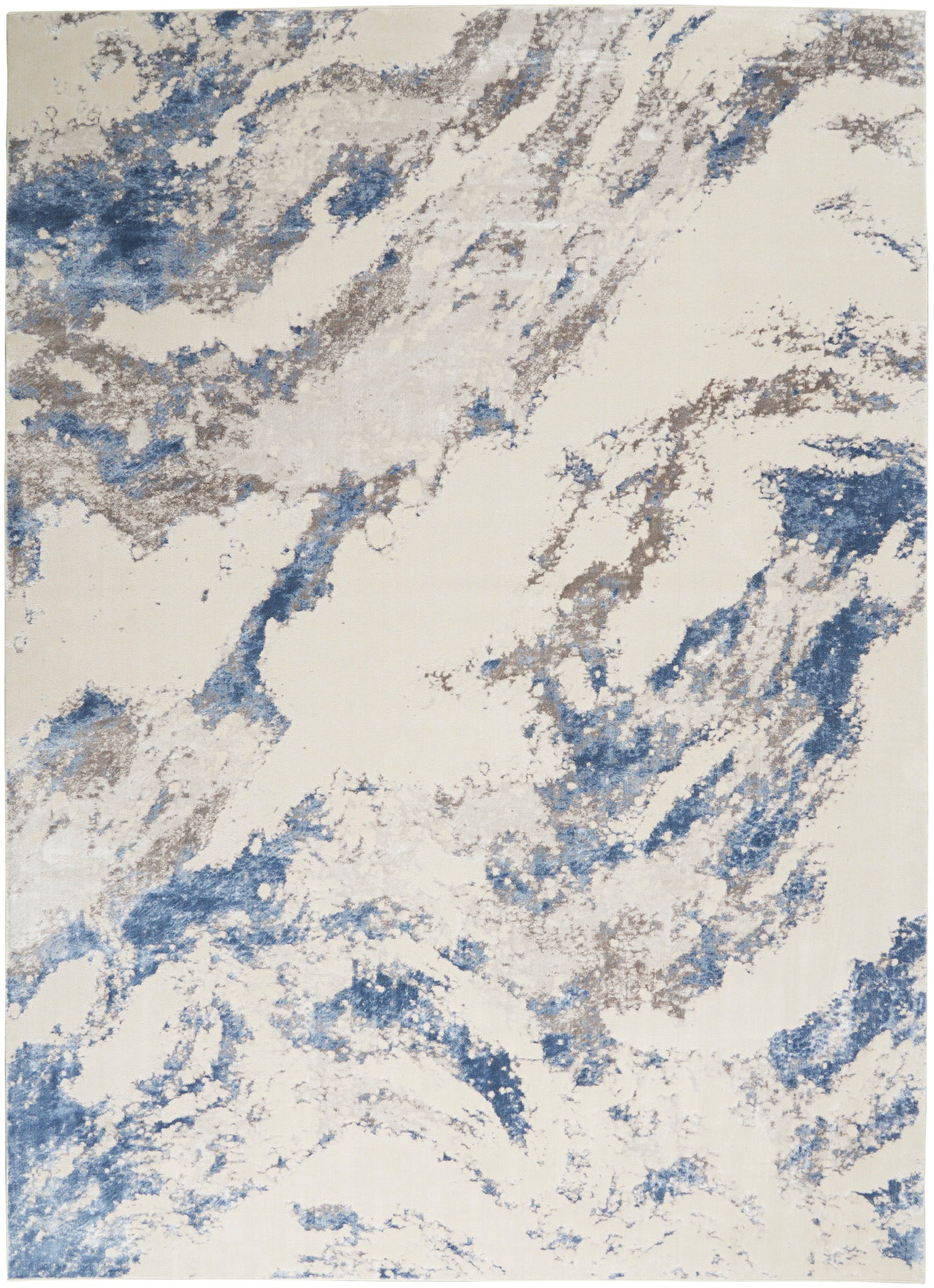 Nourison Silky Textures SLY03 Blue/Ivory/Grey Area Rug  Blue