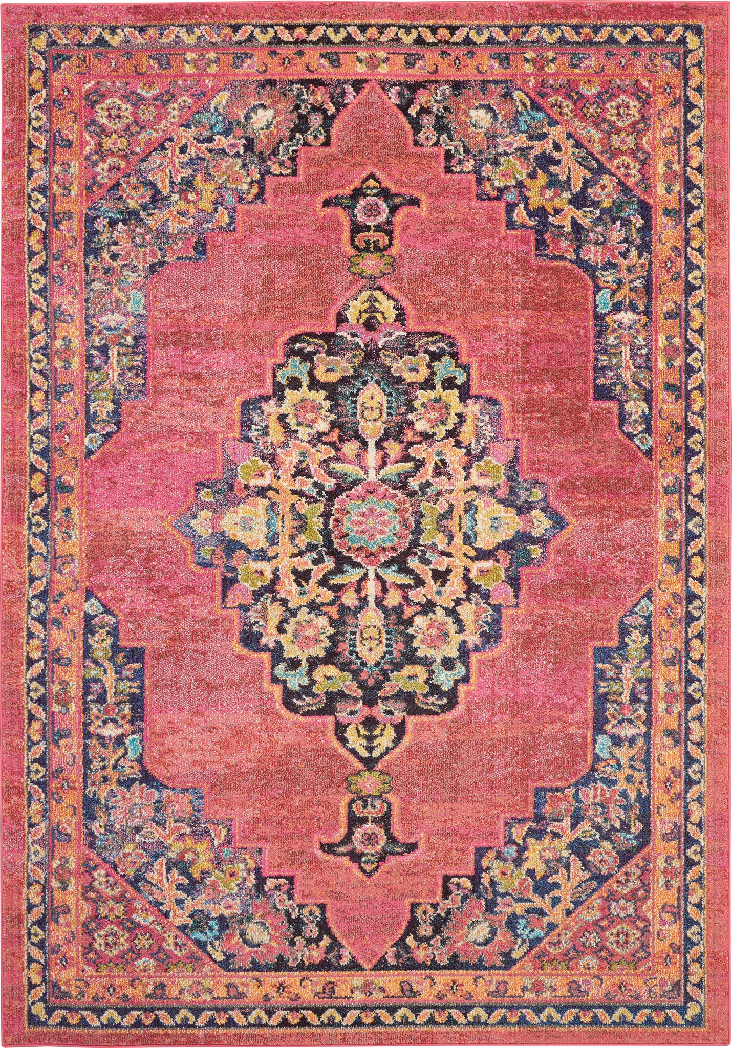 Nourison Passionate PST01 Pink/Flame Area Rug  Pink