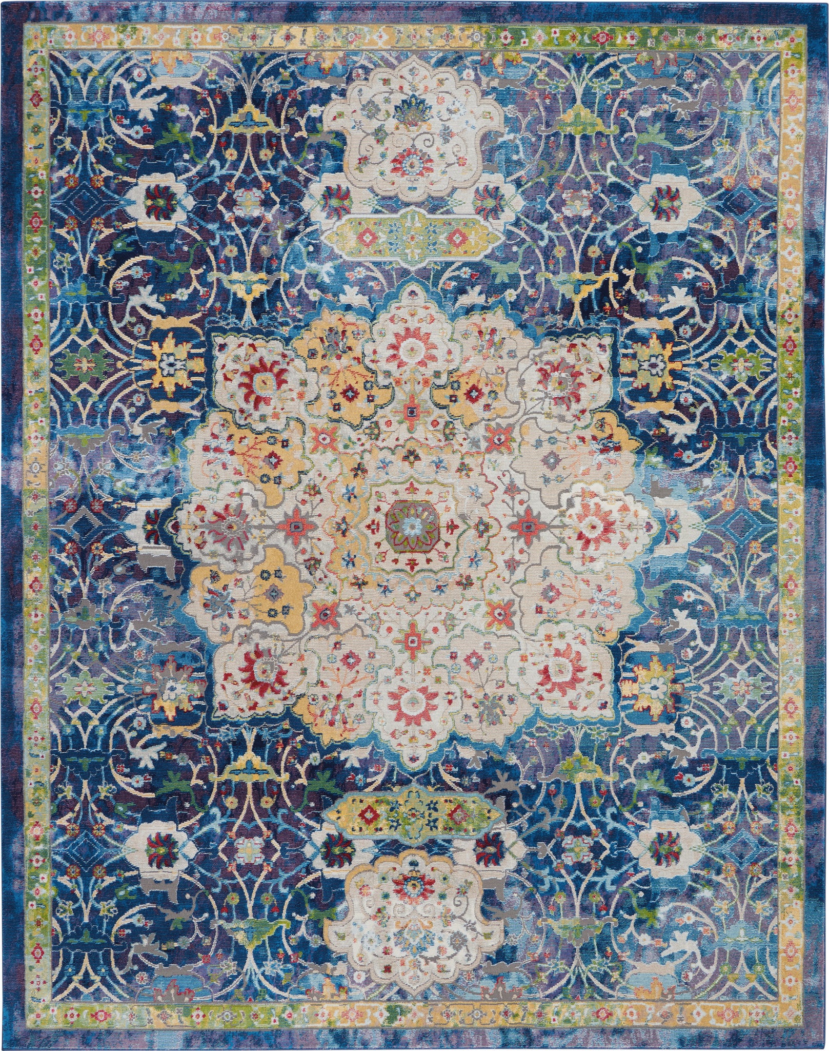 Nourison Ankara Global ANR03 Blue Area Rug  Blue