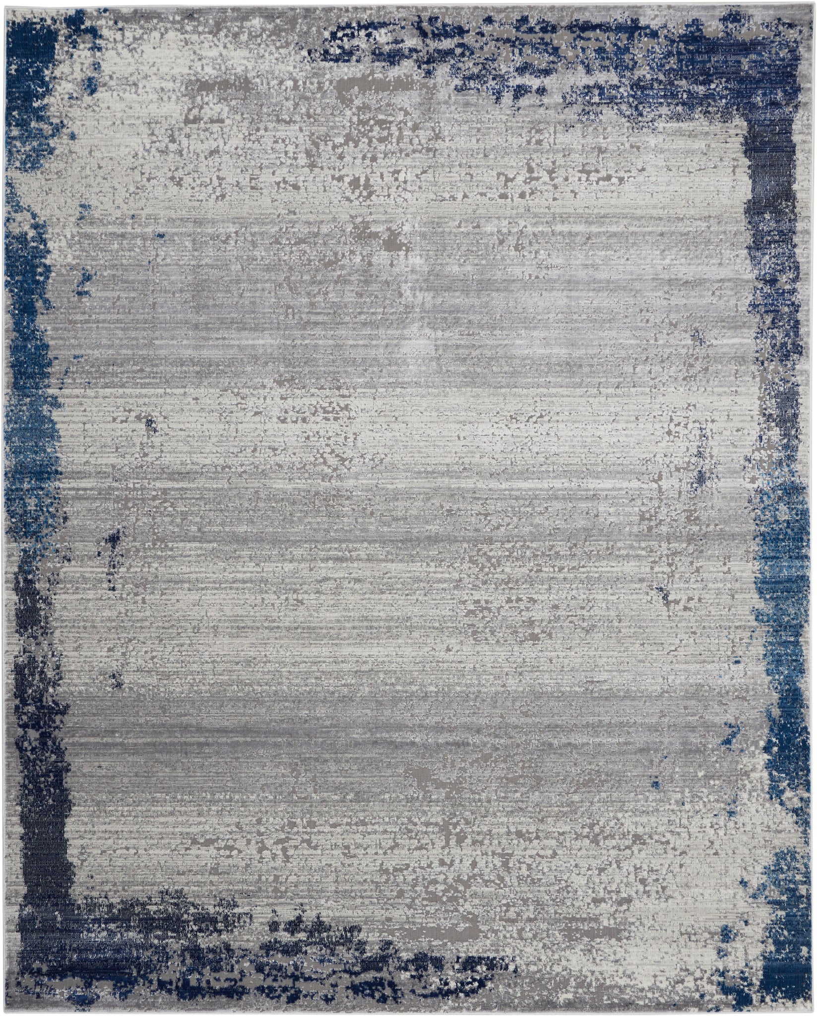 Nourison Etchings ETC01 Grey/Navy Area Rug  Blue