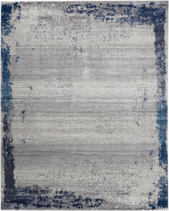 Nourison Etchings ETC01 Grey/Navy Area Rug  Blue