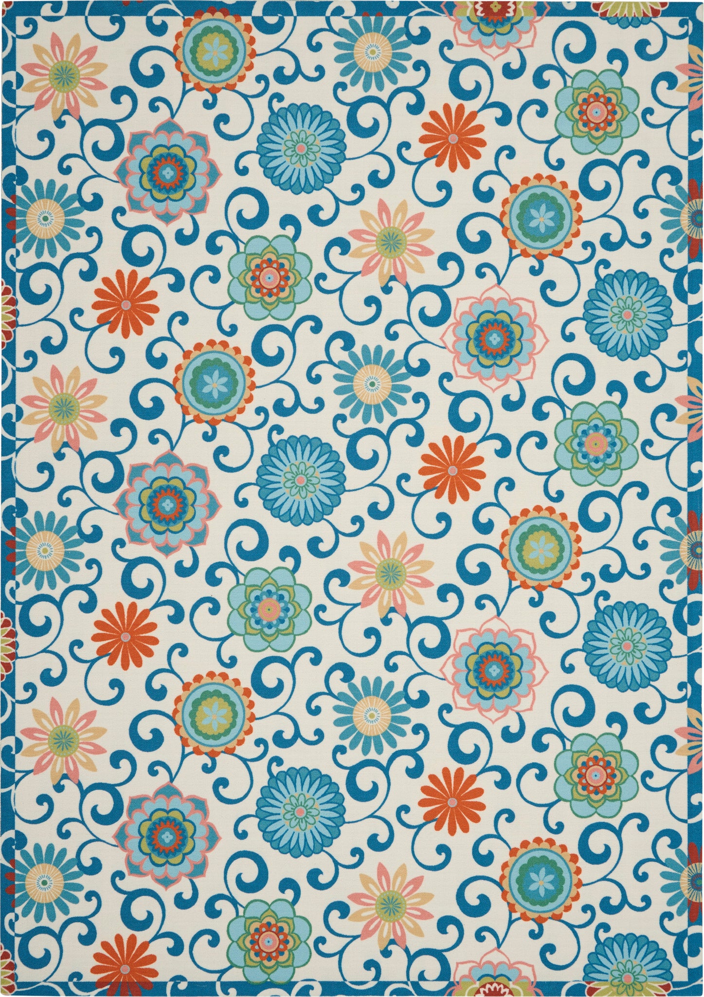 Waverly Sun N' Shade SND84 Ivory/Multi Area Rug  Blue
