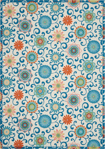 Waverly Sun N' Shade SND84 Ivory/Multi Area Rug  Blue
