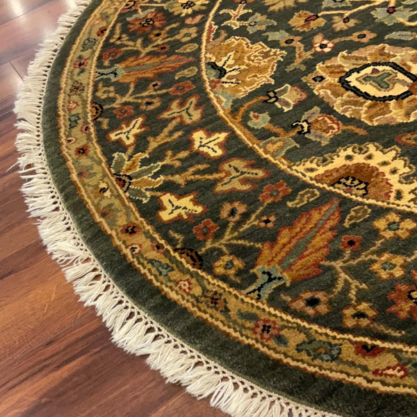 KAOUD RUGS 4.4X4.3 ROUND OLIVE GREEN ANT. MAHAL AREA RUG