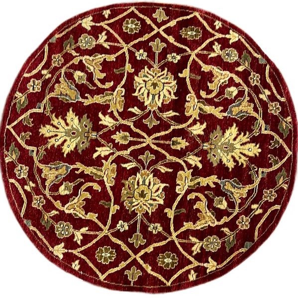 KAOUD RUGS 4' x 4' ROUND BURGUNDY ANT. MAHAL AREA RUG