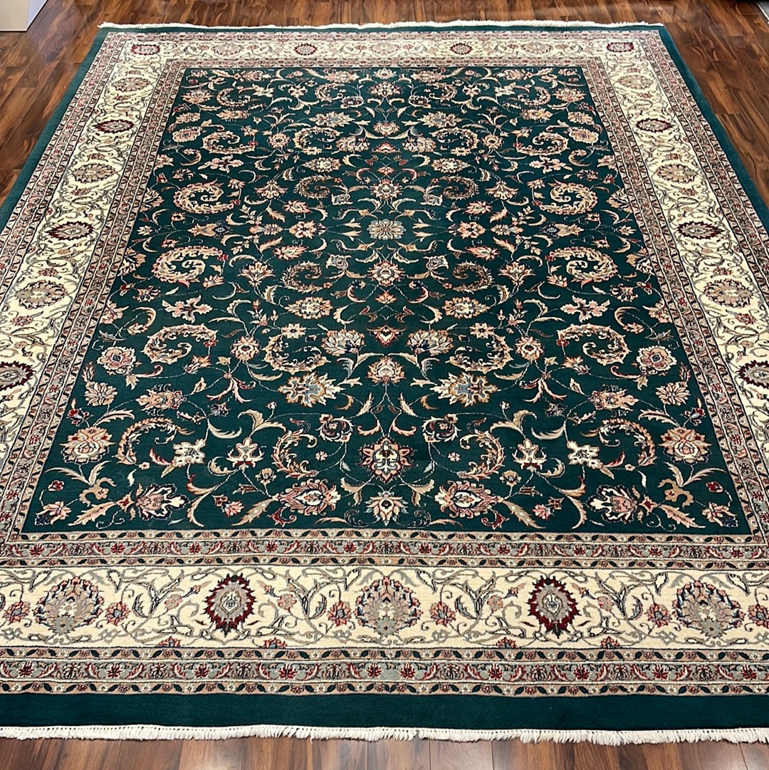 Kaoud Rugs Hand Knotted DARK GREEN WOOL ANT. TABRIZ