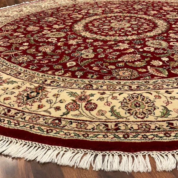 KAOUD RUGS 7X6.11 ROUND RED TABRIZ AREA RUG