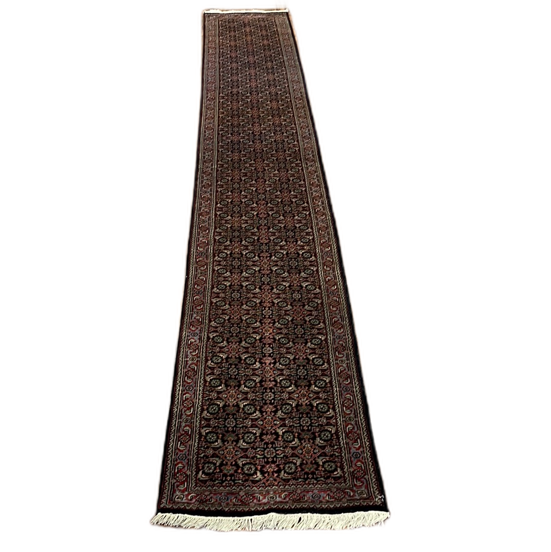 KAOUD RUGS 2.6X18 RUNNER BLACK BIDJAR AREA RUG