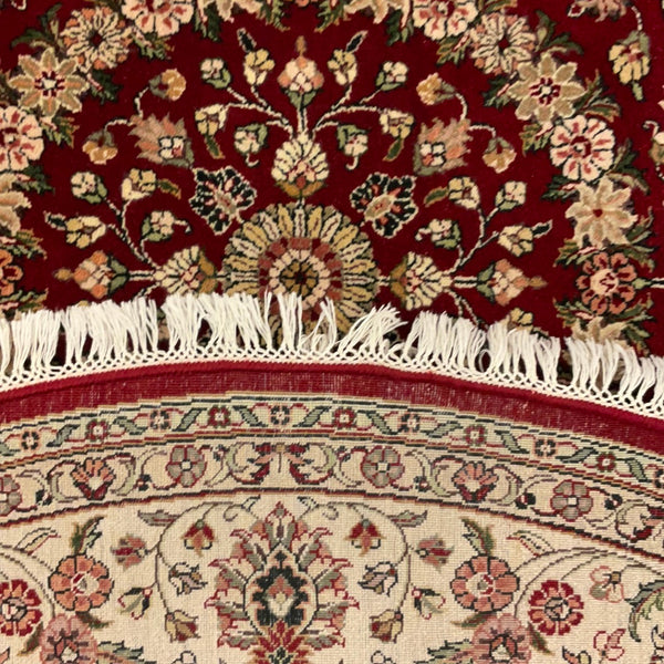 KAOUD RUGS 7X6.11 ROUND RED TABRIZ AREA RUG