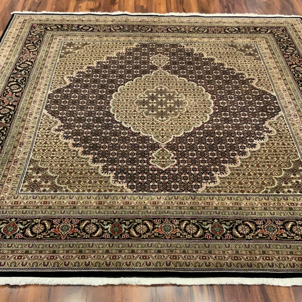 Rug Source Black Round Tabriz Oriental Area Rug 8x8