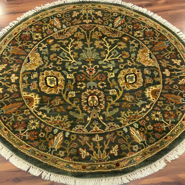 KAOUD RUGS 4.4X4.3 ROUND OLIVE GREEN ANT. MAHAL AREA RUG