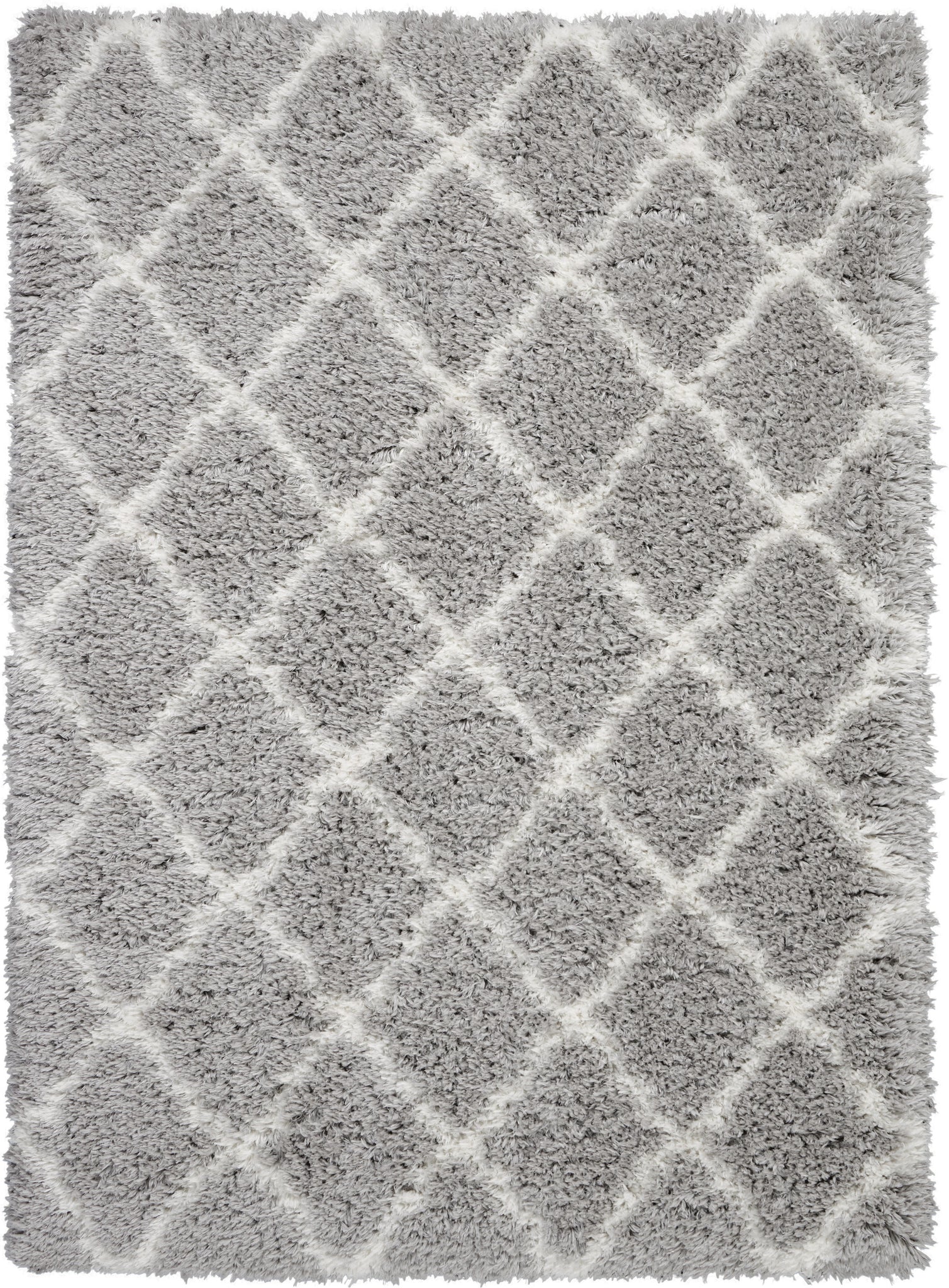 Nourison Luxe Shag LXS02 Grey/Ivory Area Rug  Grey