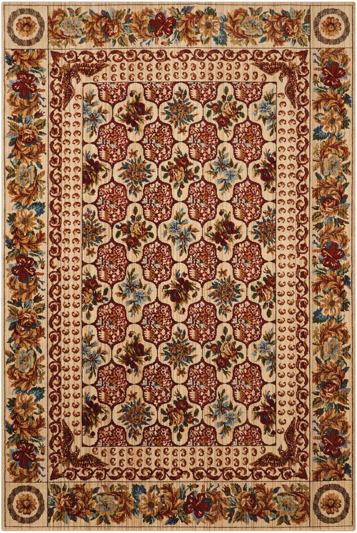 Nourison Timeless TML13 Multicolor Area Rug  Red