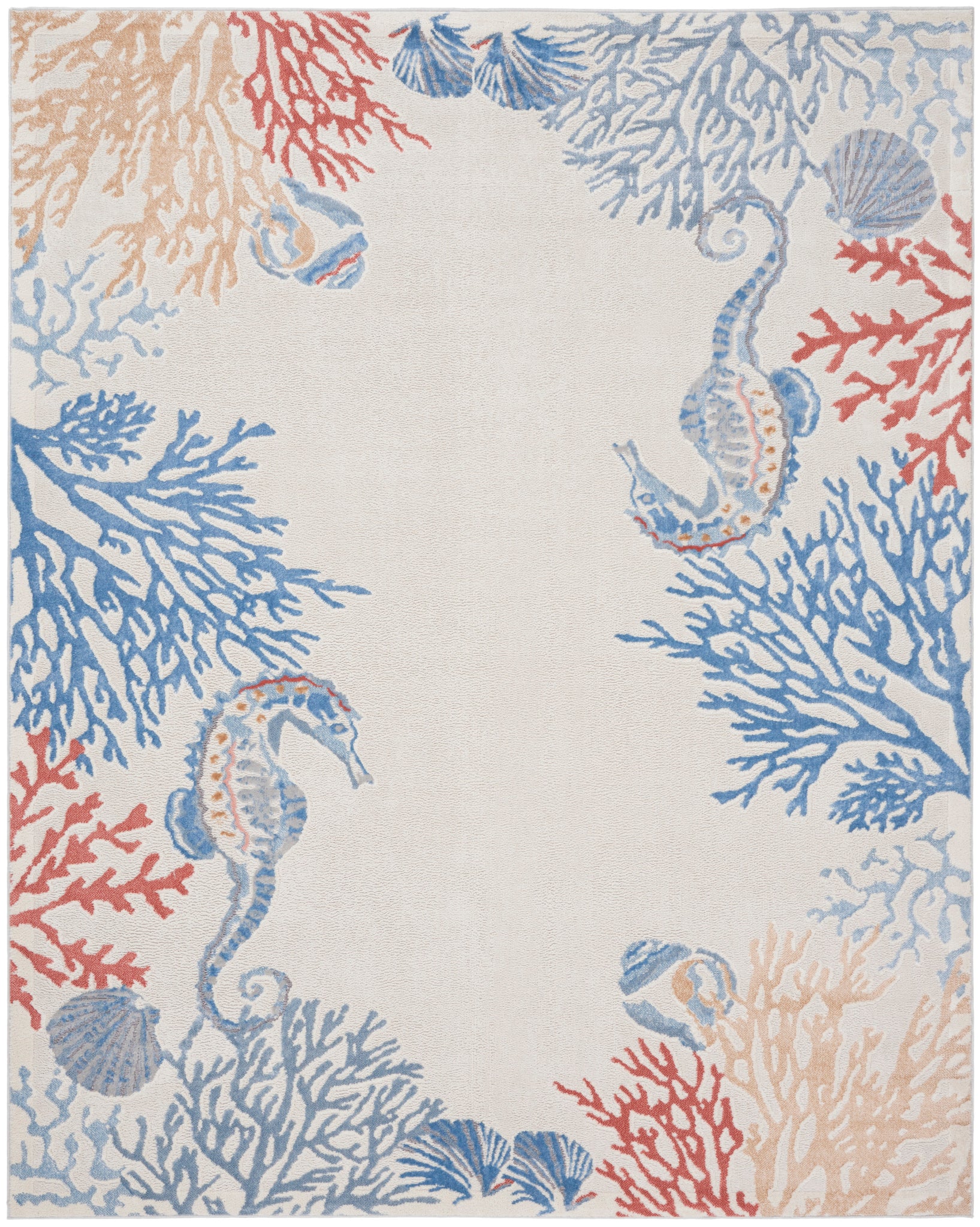 Nourison Seaside SDS03 Ivory/Multi Area Rug  Blue