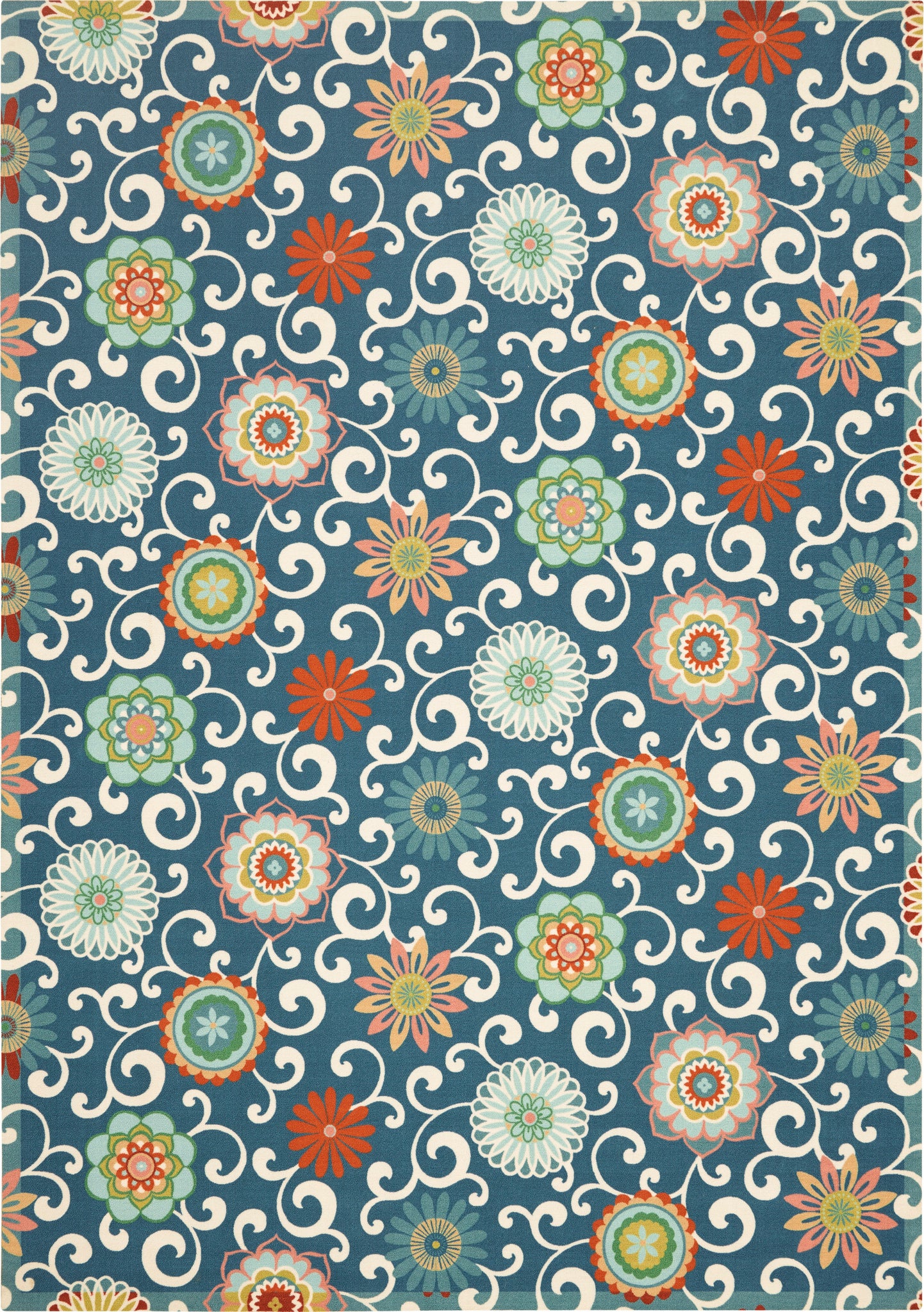 Waverly Sun N' Shade SND84 Blue/Multicolor Area Rug  Blue