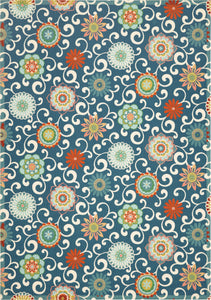 Waverly Sun N' Shade SND84 Blue/Multicolor Area Rug  Blue